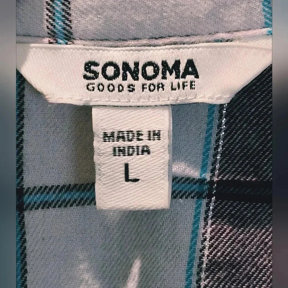 Sonoma Goods For Life®, Size L, Everyday Flannel Shirt Purple Plaid - Picture 4 of 14